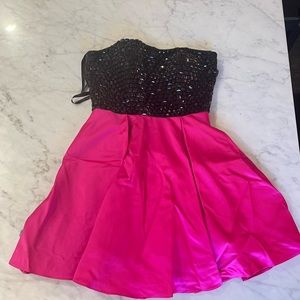Sherri hill pink and black strapless dress size 2